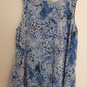 Elegant Fever Blue Floral Tank Top